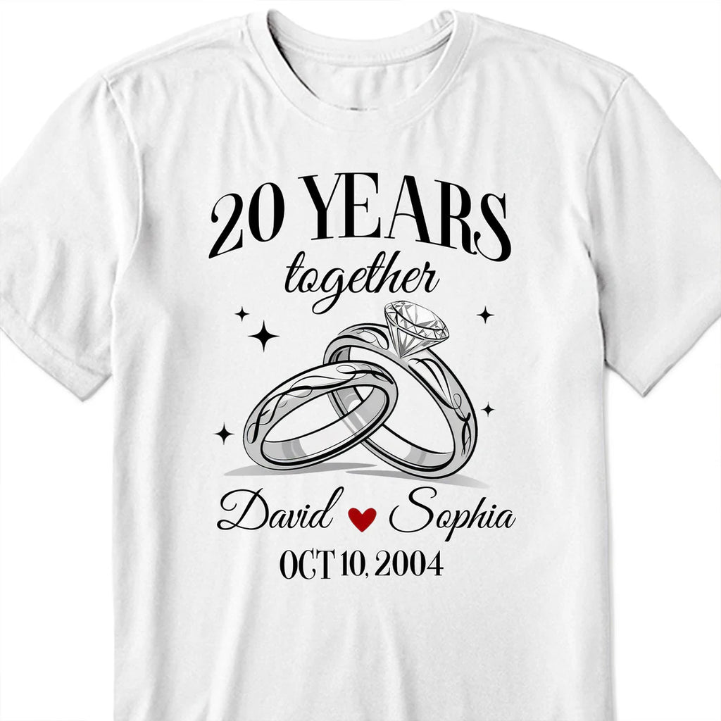 Personalized Anniversary T-Shirt – Custom Names, Date & Years Together Couple Gift