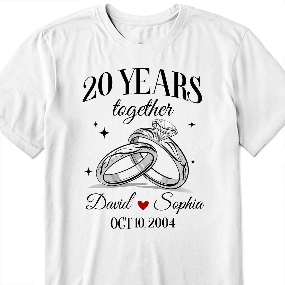 Personalized Anniversary T-Shirt – Custom Names, Date & Years Together Couple Gift