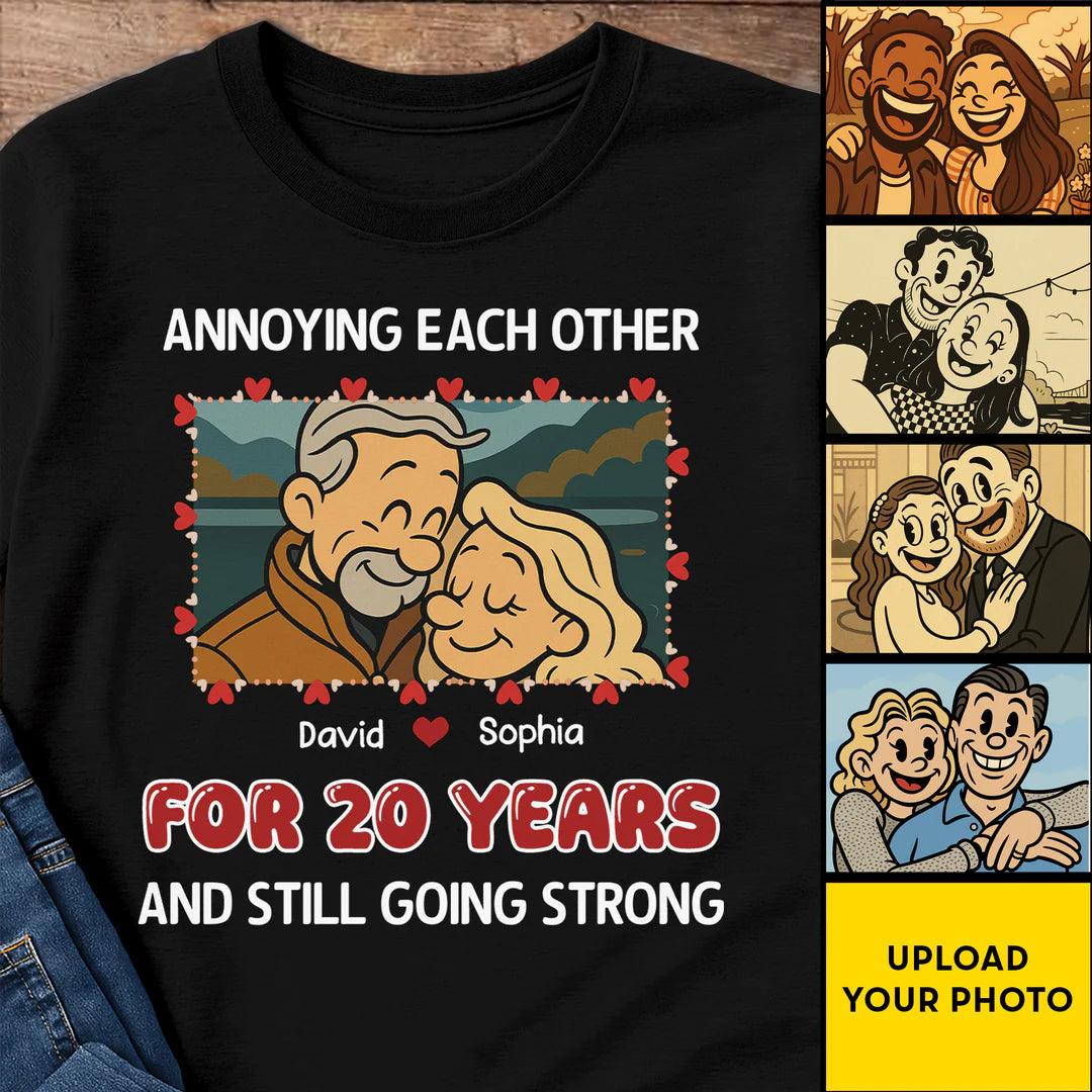 Personalized Photo Anniversary T-Shirt – Custom Couple Picture, Names & Special Date Gift