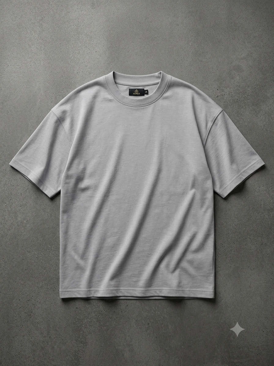 AUREX Premium Oversized Drop Shoulder T-Shirt for Men – Light Grey