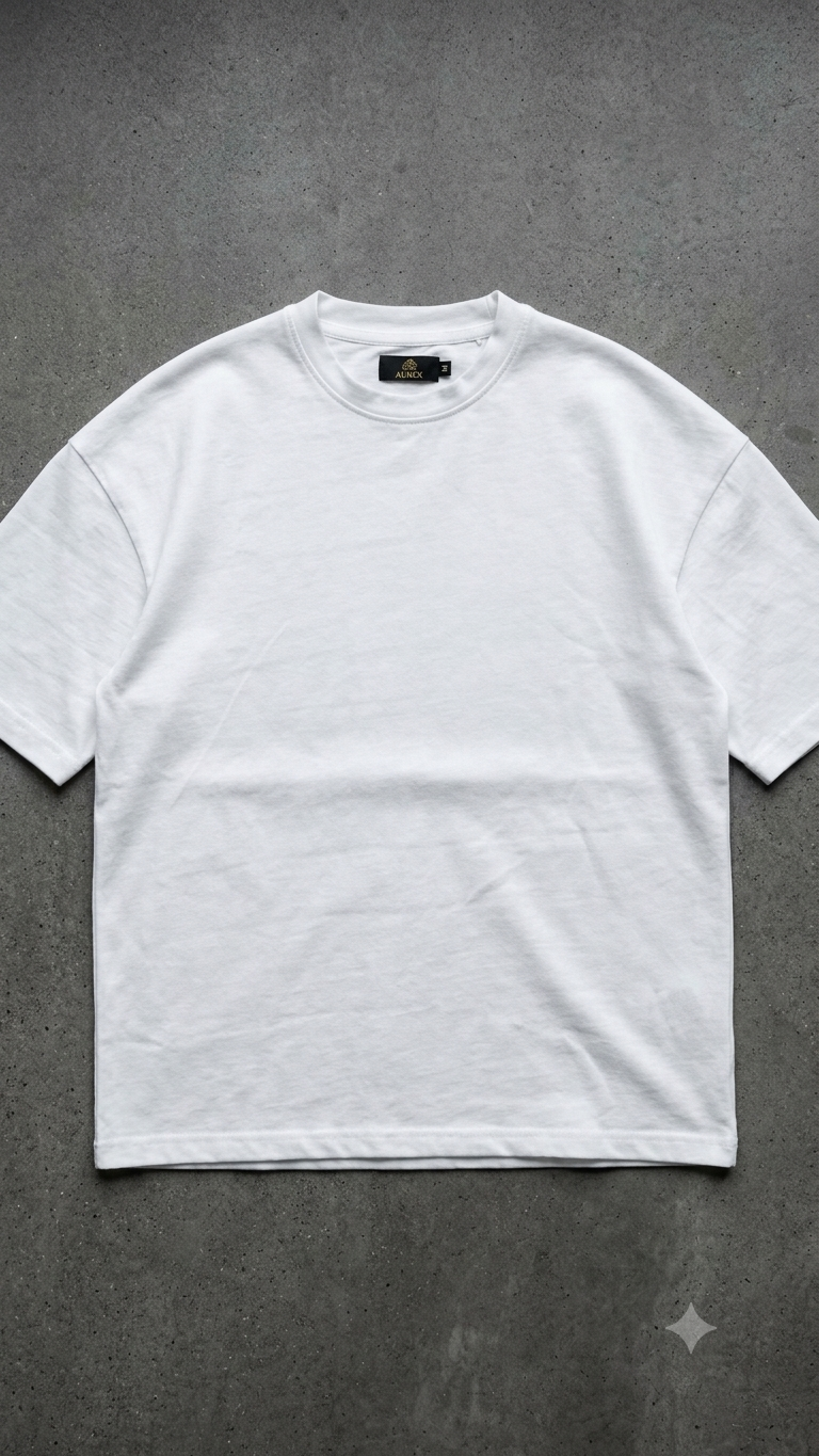 AUREX Premium Oversized Drop Shoulder T-Shirt – White