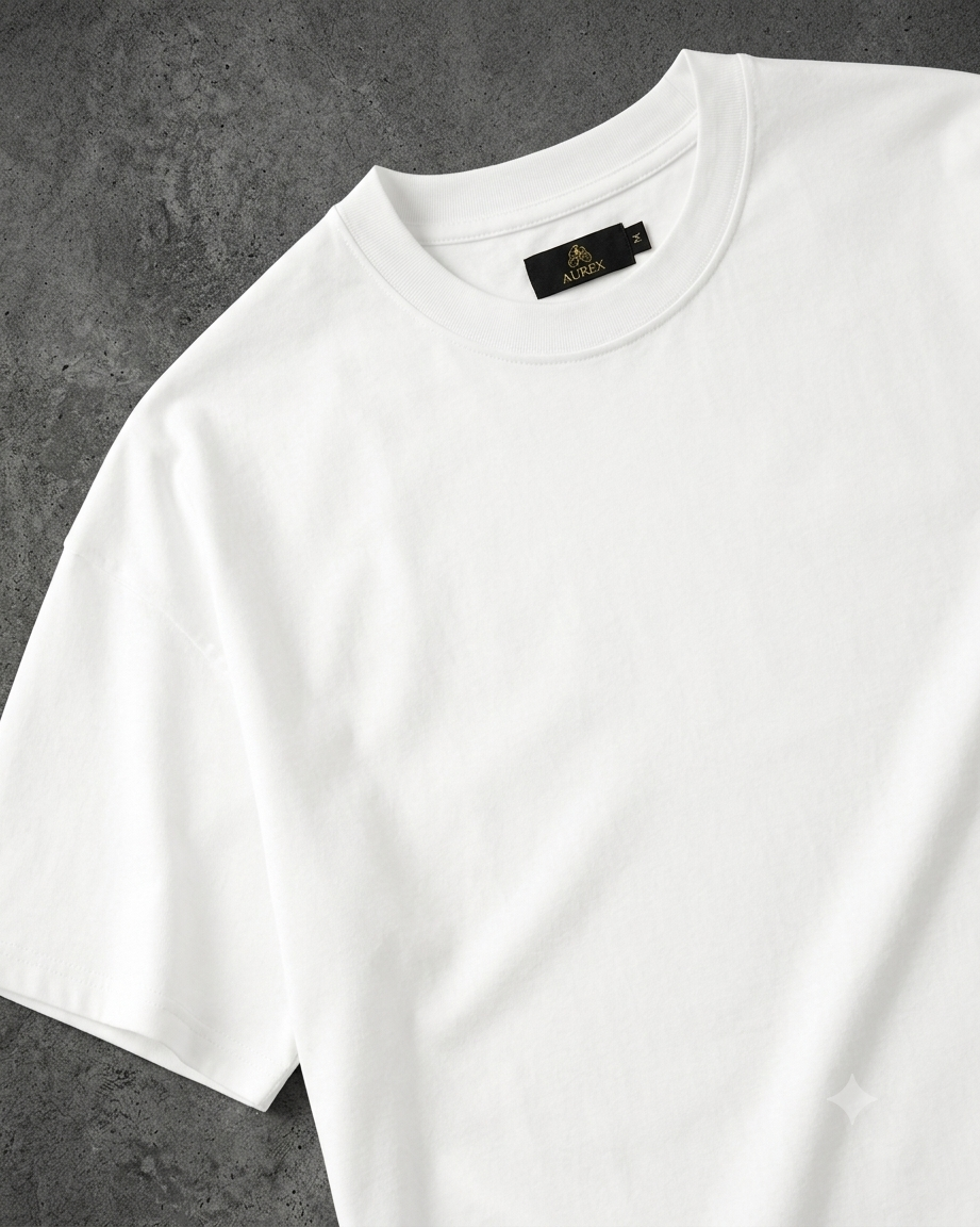 AUREX Premium Oversized Drop Shoulder T-Shirt – White